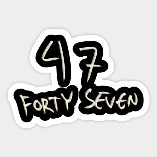 Hand Drawn Letter Number 47 Forty Seven Sticker